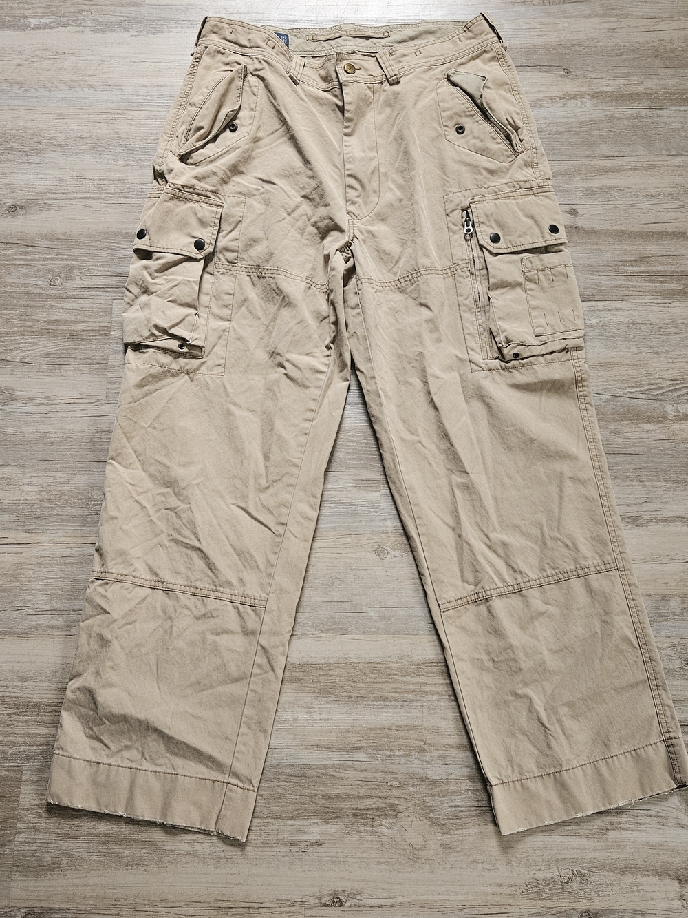 Vintage Polo Ralph Lauren Beige Utility Military Cargo Paratrooper Pants 36x32